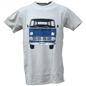 gray short sleeve t-shirt with van front with Happy Valley license plate